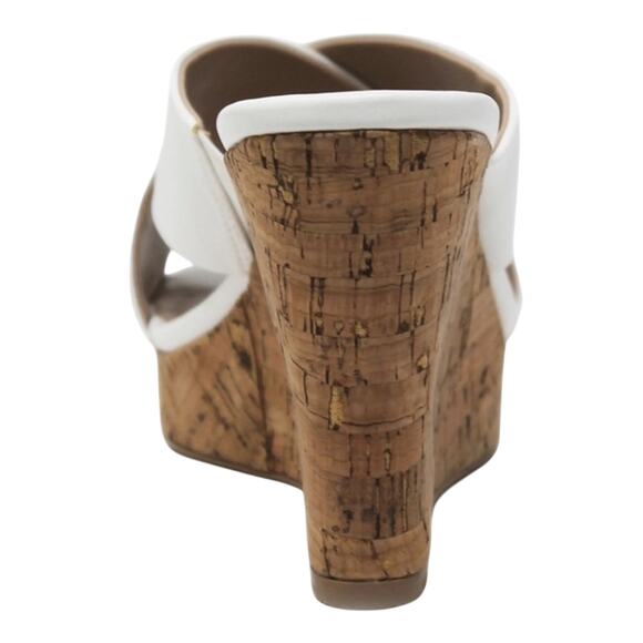 Charles By Charles David Wedge Platform White Sandal Size 11 Latrice Cork New - Picture 4 of 6